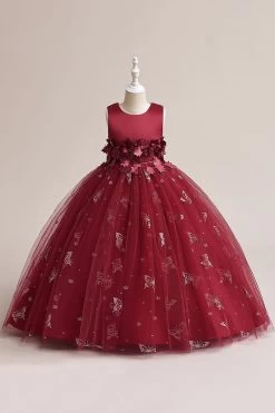 Robe Fille Sans Manches En Tulle Rose Avec Appliques -Zapaka CGLLY30611 20Burgundy 20 1 f1bd6cdb 81a8 4421 a32b bf97770707b6