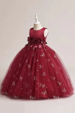Robe Fille Sans Manches En Tulle Rose Avec Appliques -Zapaka CGLLY30611 Burgundy 2 1a65aaa3 b4ea 429f 9166 dc604e3369c5