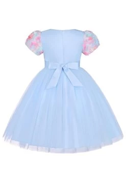 Une Ligne Bijou Col Tulle Vert Robe Fille -Zapaka CGLLY30685 20Blue 20 2