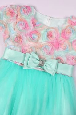 Une Ligne Bijou Col Tulle Vert Robe Fille -Zapaka CGLLY30685 20Green 20 3