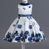 Une Ligne Jewel Col Robe Fille Imprimée Bleue -Zapaka CGLLY30689 20Blue 20 1