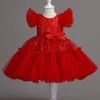 Une Ligne Jewel Col Robe Red Girl Avec Nœud Papillon -Zapaka CGLLY30691 20Red 20 1