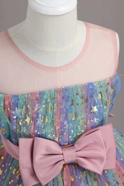 Une Ligne Robe De Soirée Pour Fille Blush à Col Bijou Avec Nœud Papillon -Zapaka CGLLY30698 20Blush 20 4