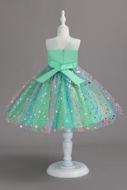 Une Ligne Robe De Soirée Pour Fille Blush à Col Bijou Avec Nœud Papillon -Zapaka CGLLY30698 20Green 20 3