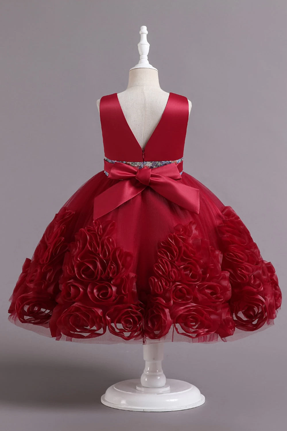 Fuchsia A Line Sequin Flower Girls' Party Dress Avec Nœud 7 Fuchsia A Line Sequin Flower Girls' Party Dress Avec Nœud – Image 5