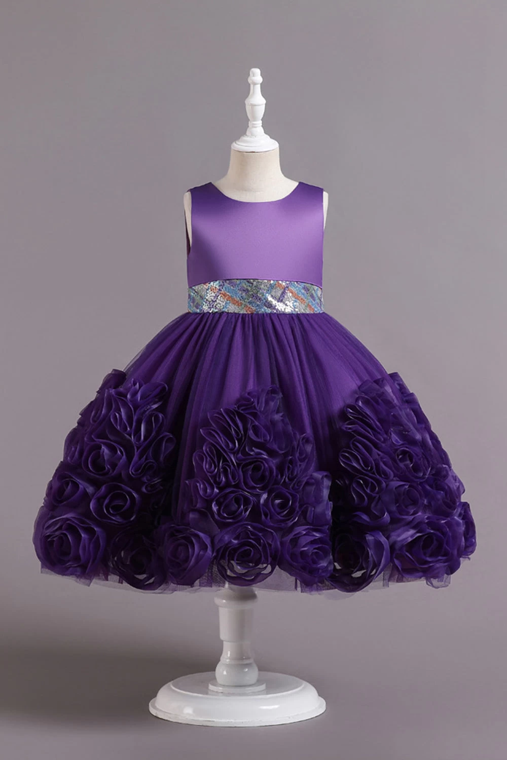 Fuchsia A Line Sequin Flower Girls' Party Dress Avec Nœud 8 Fuchsia A Line Sequin Flower Girls' Party Dress Avec Nœud – Image 6