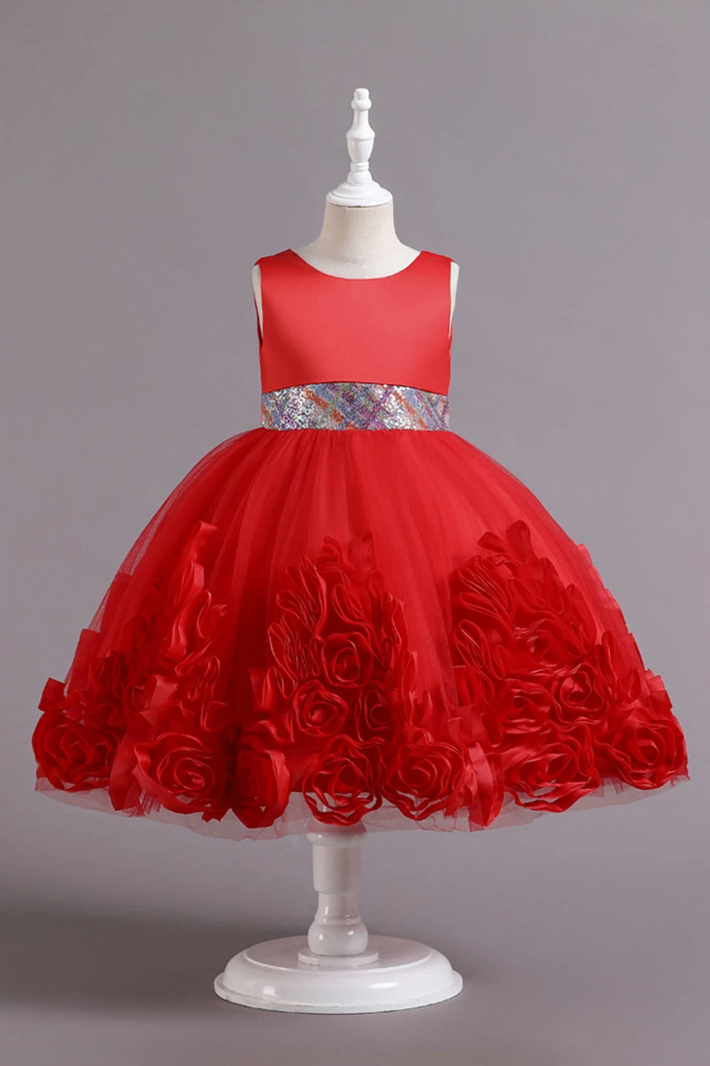 Fuchsia A Line Sequin Flower Girls' Party Dress Avec Nœud 14 Fuchsia A Line Sequin Flower Girls' Party Dress Avec Nœud – Image 12