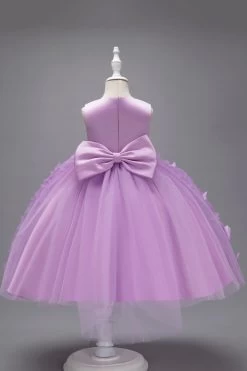 Champagne Princesse Papillon Tulle Robe De Fille Avec Nœud -Zapaka CGLLY30704 20Purple 20 3