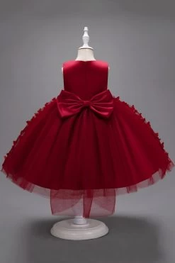 Champagne Princesse Papillon Tulle Robe De Fille Avec Nœud -Zapaka CGLLY30704 20Red 20 2