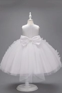 Champagne Princesse Papillon Tulle Robe De Fille Avec Nœud -Zapaka CGLLY30704 20White 20 3