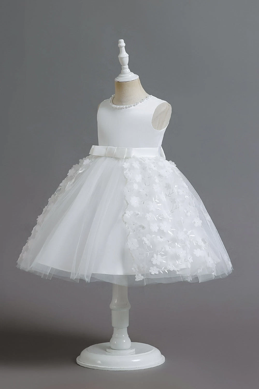 Champagne A Line Tulle Robe De Soirée Fleurie Sans Manches Avec Nœud 13 Champagne A Line Tulle Robe De Soirée Fleurie Sans Manches Avec Nœud – Image 11