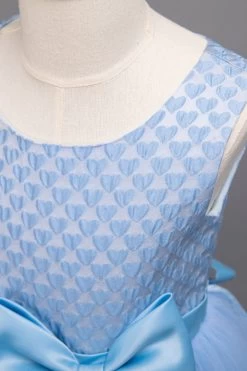 Robe Longue Longue De Fille à Col Rond Bleu -Zapaka CGLLY30711 20Blue 20 4