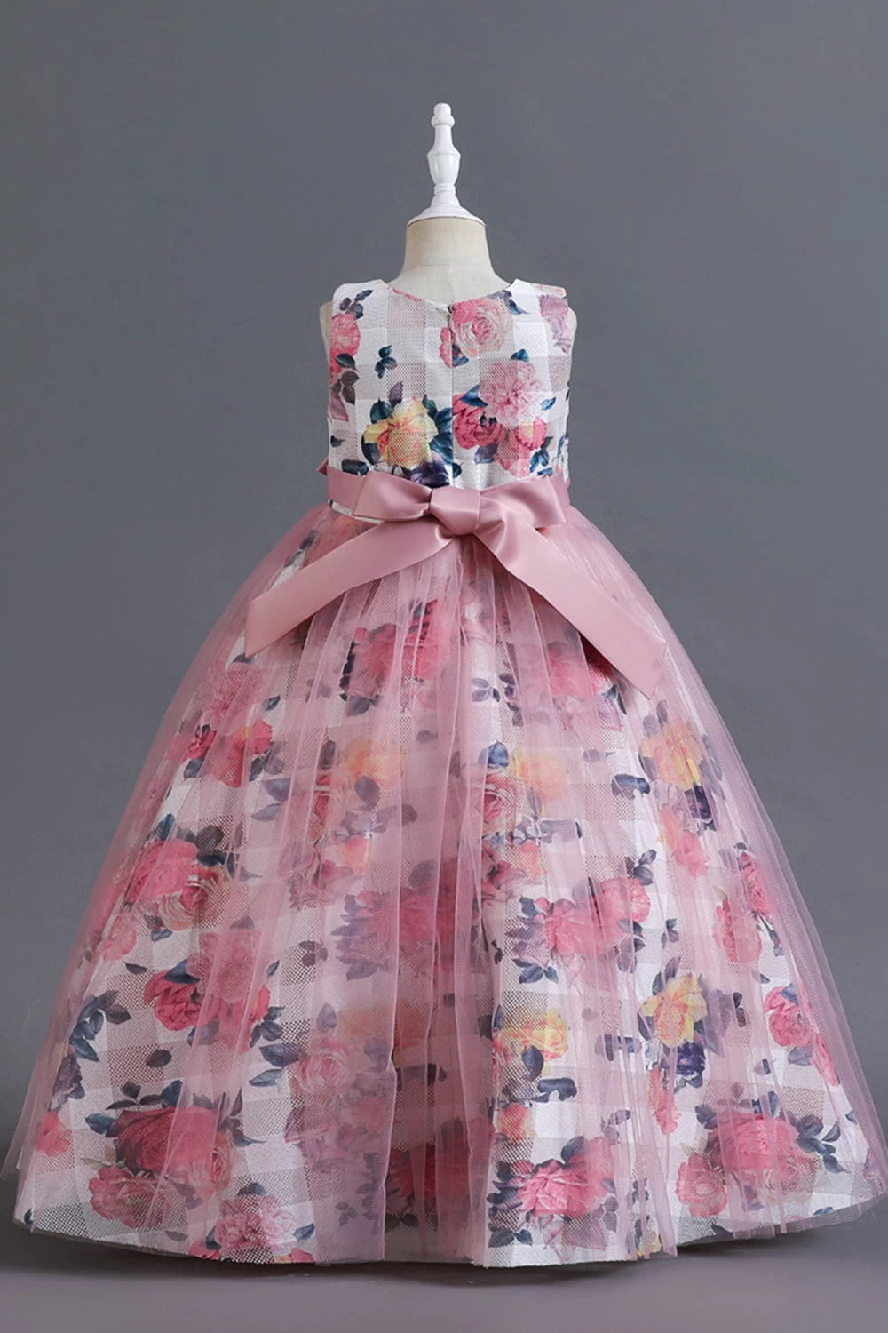 Robe Longue De Fille En Tulle De Fleur Bleue Avec Volants 9 Robe Longue De Fille En Tulle De Fleur Bleue Avec Volants – Image 7