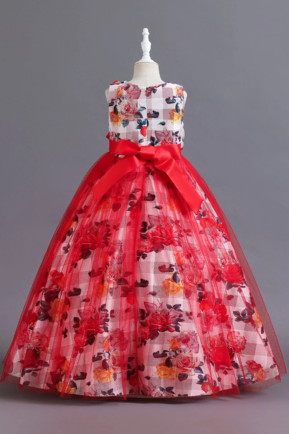 Robe Longue De Fille En Tulle De Fleur Bleue Avec Volants 12 Robe Longue De Fille En Tulle De Fleur Bleue Avec Volants – Image 10