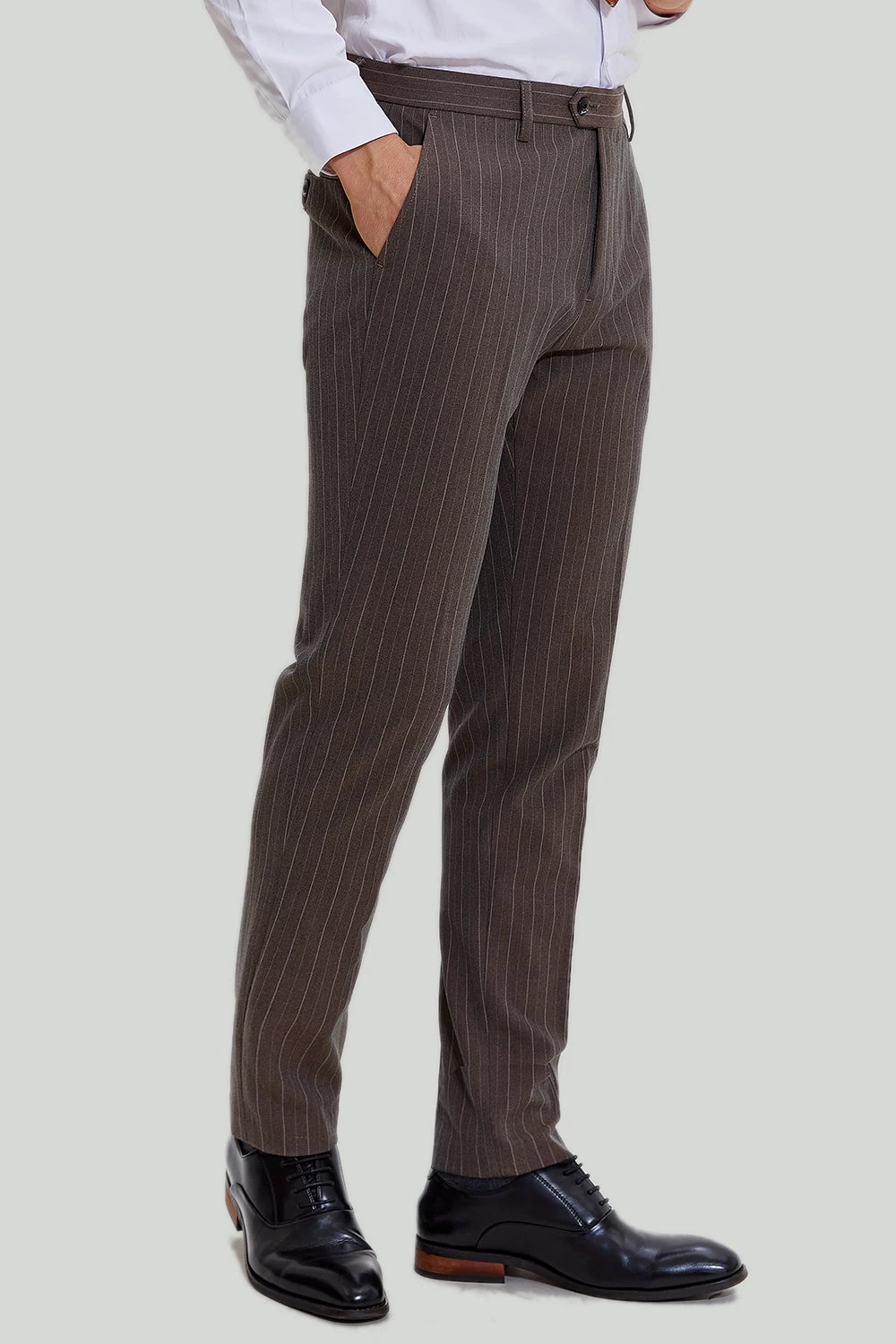 Coffee Pinstripe 3 Pièces Costumes De Bal Pour Hommes 7 Coffee Pinstripe 3 Pièces Costumes De Bal Pour Hommes – Image 5