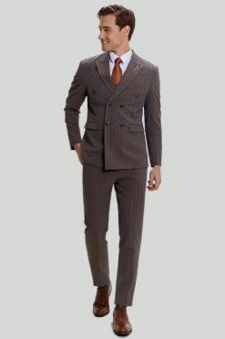 Coffee Pinstripe 3 Pièces Costumes De Bal Pour Hommes