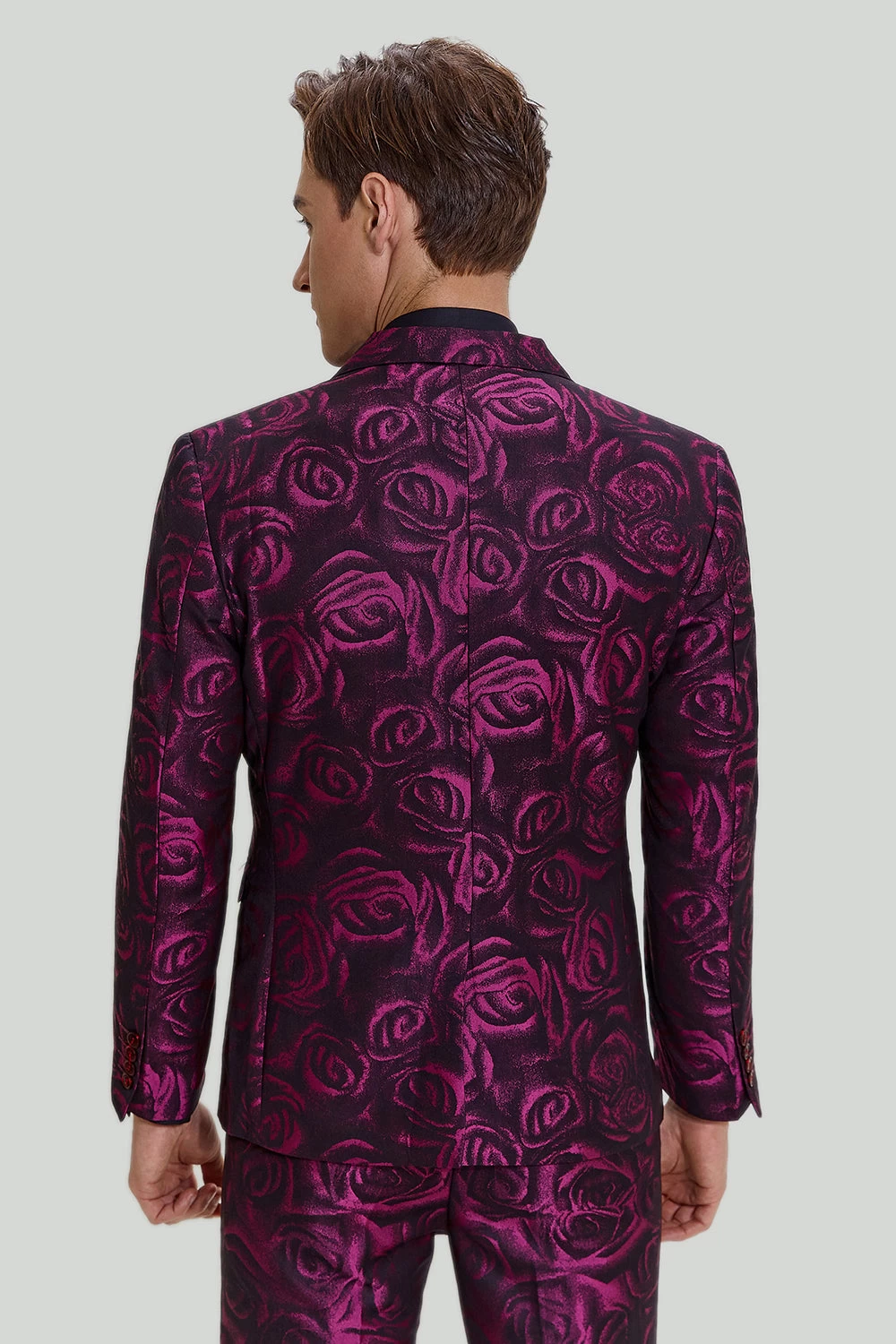 Fuchsia Floral Jacquard 3 Pièces Costumes De Bal Homme 6 Fuchsia Floral Jacquard 3 Pièces Costumes De Bal Homme – Image 4