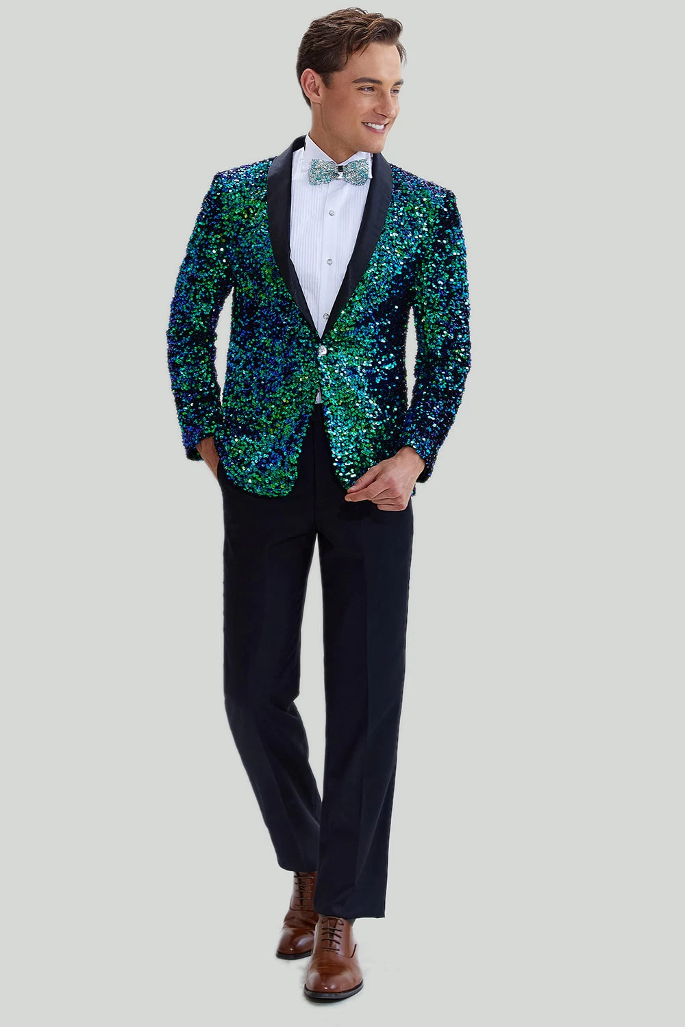 Veste Blazer à Paillettes Verte Pour Homme 6 Veste Blazer à Paillettes Verte Pour Homme – Image 4