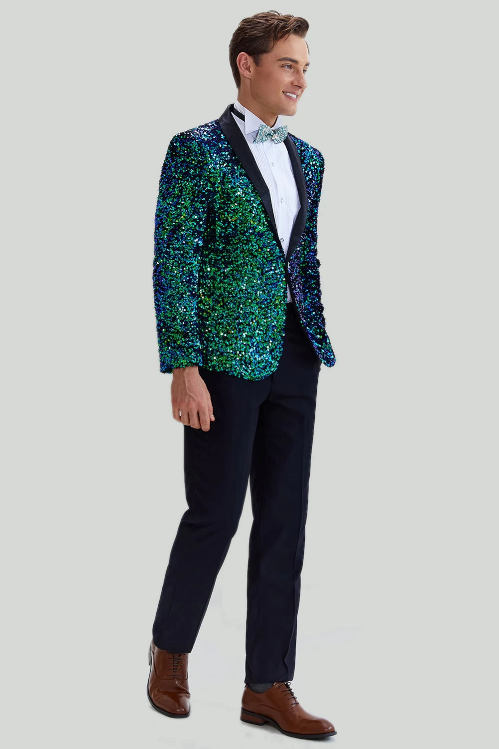 Veste Blazer à Paillettes Verte Pour Homme 7 Veste Blazer à Paillettes Verte Pour Homme – Image 5