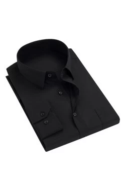 Chemise De Costume à Manches Longues Noires Solides Pour Hommes
