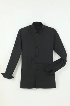 Chemise à Manches Longues Solides Sans Rides Pour Homme Noir