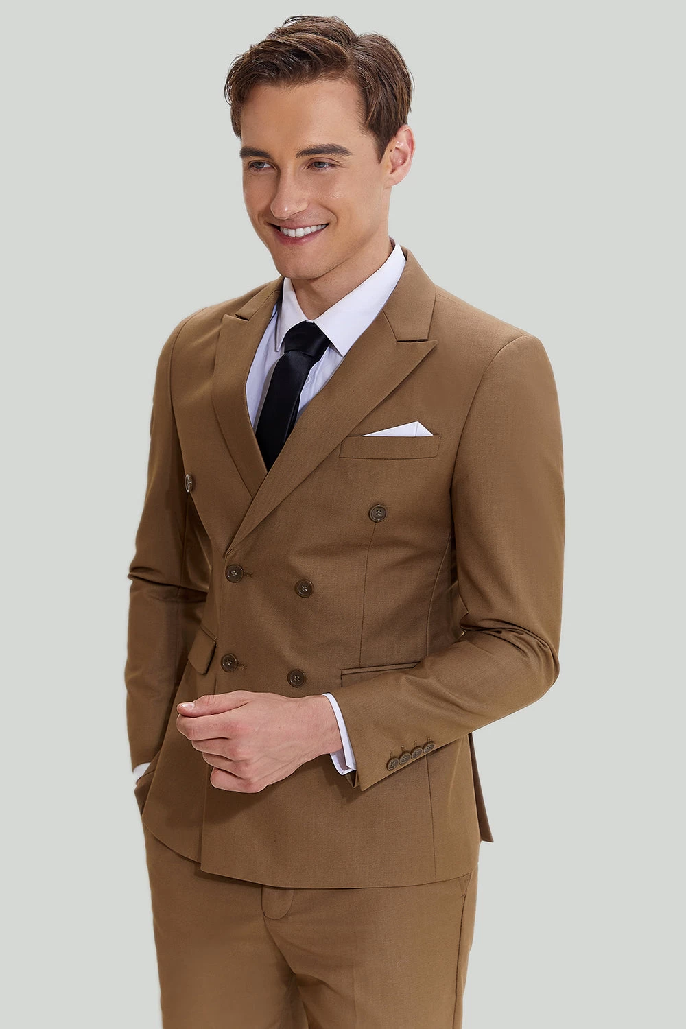 Khaki Homme 2 Pièces Slim Fit Smoking Et Costume 7 Khaki Homme 2 Pièces Slim Fit Smoking Et Costume – Image 5