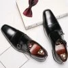 Black Monk Strap Chaussures Habillées En Cuir Pour Hommes