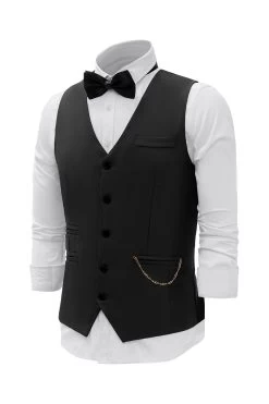 Burgundy Shawl Lapel Single Breasted Men’s Suit Vest -Zapaka CGMZL011 Black 3 57027609 7092 4131 956f 82012e85f1ad