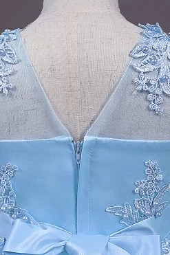 Robe De Demoiselle D'honneur En Tulle Bleu Clair Avec Appliques -Zapaka CGYHQ1010 light blue 3
