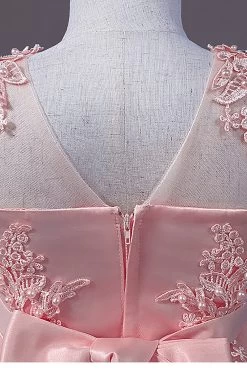 Robe De Demoiselle D'honneur En Tulle Bleu Clair Avec Appliques -Zapaka CGYHQ1010 pink 3