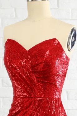 Fourreau Sweetheart Red Sequins Robe De Bal Avec Paillettes -Zapaka CGZL21248 Red 5