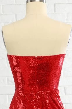 Fourreau Sweetheart Red Sequins Robe De Bal Avec Paillettes -Zapaka CGZL21248 Red 6