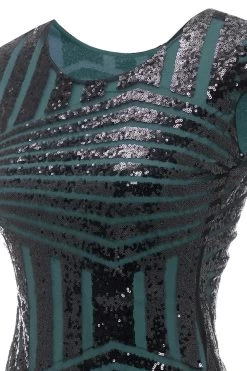 Robe à Clapet à Col Rond Vert Des Années 20 12 Robe à Clapet à Col Rond Vert Des Années 20 -Zapaka CGZL221005 Green 5