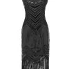 Robe à Paillettes Vintage Des Années 1920 à Franges -Zapaka CGZL221008 Black 1 first