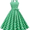 Robe Pin Up Green Polka Dots Années 1950 -Zapaka CGZL221342 Green 1 first