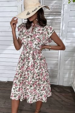 Robe D’été à Imprimé Floral Avec Volants