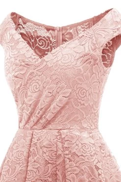 Blush Vintage Dentelle Robe De Fête -Zapaka CGZL221529 Blush 5