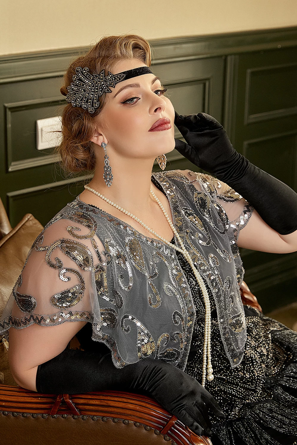 Seven Pieces Collier Gants 1920s Party Accessories Set 5 Seven Pieces Collier Gants 1920s Party Accessories Set – Image 3