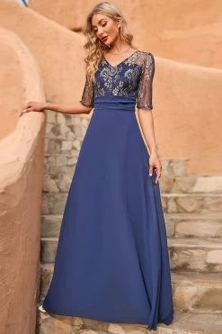 Gris Bleu 3/4 Manches Mothe De La Robe De Mariée -Zapaka CGZL2218699 Grey Blue 4