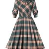 Robe Plaid Vert Foncé Des Années 1950 -Zapaka CGZL2218921 Dark Green 1 first