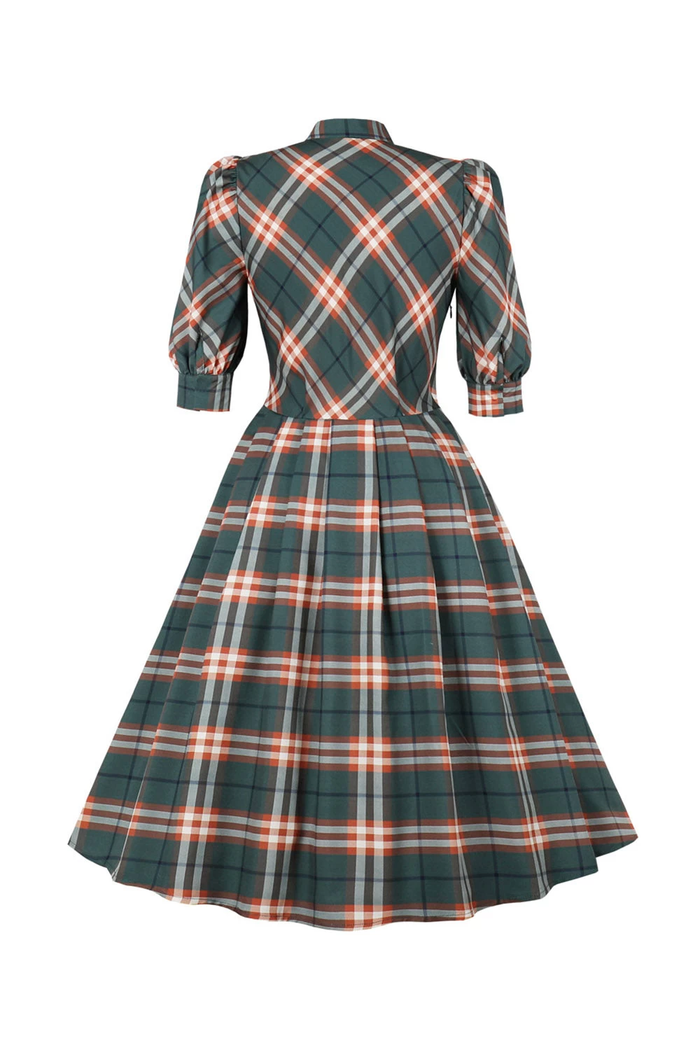 Robe Plaid Vert Foncé Des Années 1950 4 Robe Plaid Vert Foncé Des Années 1950 – Image 2