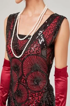 Robe à Clapet Vert Foncé Des Années 20 Avec Franges 25 Robe à Clapet Vert Foncé Des Années 20 Avec Franges -Zapaka CGZL2219000 Black Red 5