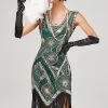 Robe à Clapet Vert Foncé Des Années 20 Avec Franges -Zapaka CGZL2219000 Dark Green 1 first