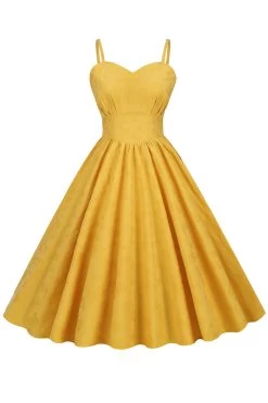 Hepburn Retro High Waist Yellow Robe Des Années 50