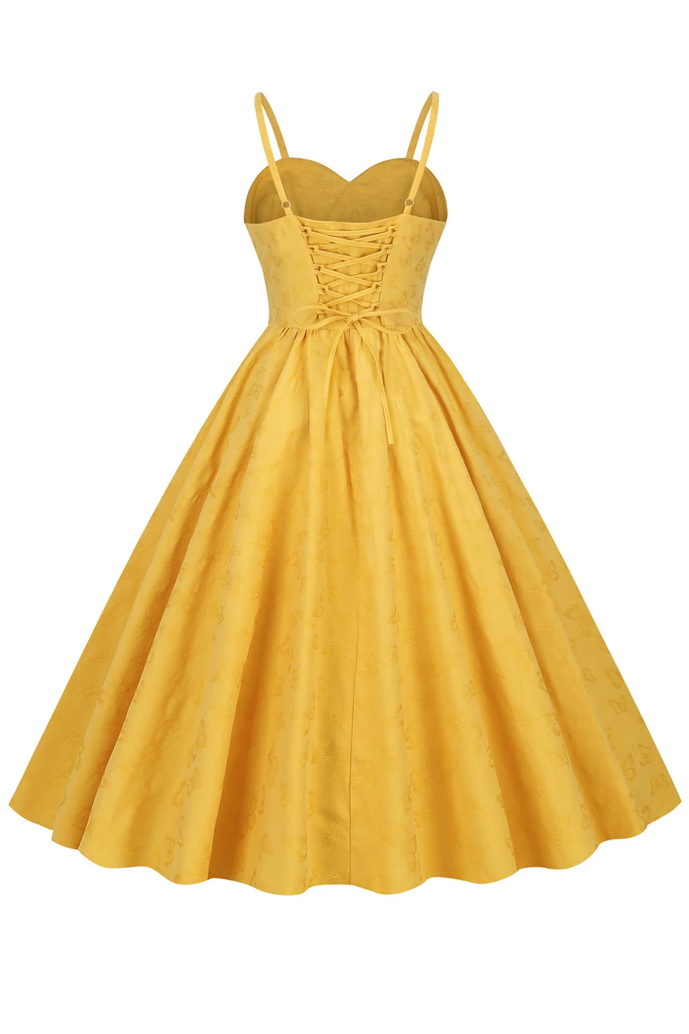 Hepburn Retro High Waist Yellow Robe Des Années 50 4 Hepburn Retro High Waist Yellow Robe Des Années 50 – Image 2
