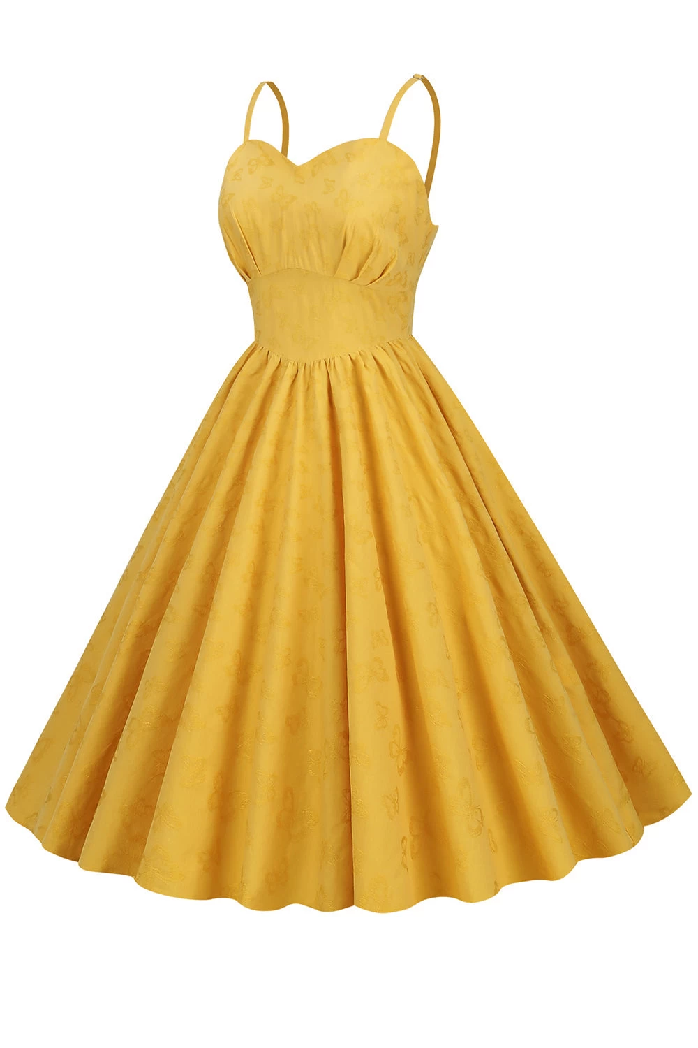 Hepburn Retro High Waist Yellow Robe Des Années 50 5 Hepburn Retro High Waist Yellow Robe Des Années 50 – Image 3
