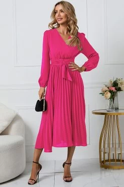 Robe Décontractée Verte à Manches Longues Avec Volants -Zapaka CGZL222141 Fuchsia 3 08 10 2022
