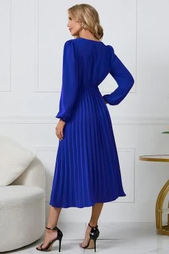 Robe Décontractée Verte à Manches Longues Avec Volants -Zapaka CGZL222141 Royal Blue 2 08 10 2022