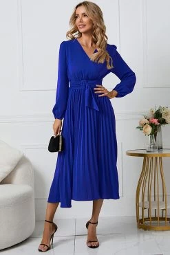 Robe Décontractée Verte à Manches Longues Avec Volants -Zapaka CGZL222141 Royal Blue 3 08 10 2022