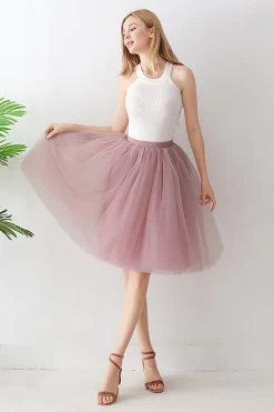 Jupe Tutu En Tulle élastique Classique à 5 Couches 30 Jupe Tutu En Tulle élastique Classique à 5 Couches -Zapaka CGZL222197 Grey Pink 1 first